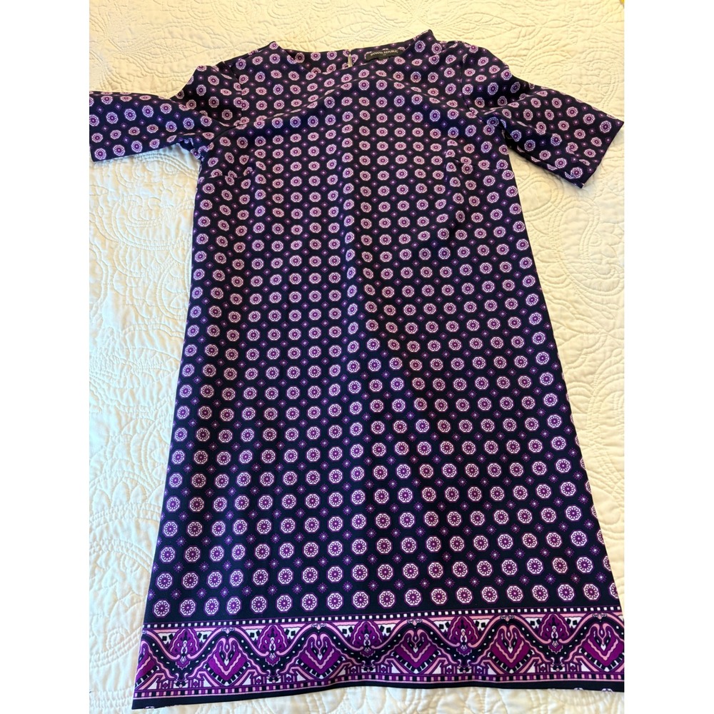 Banana Republic Shift Dress Womens 4 Purple Medallion Retro Mod Office